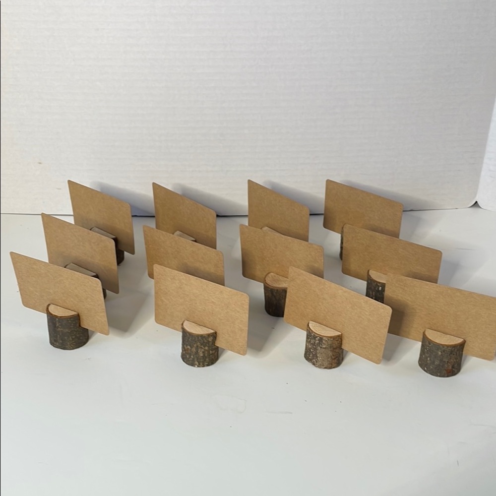 Rustic Wood Place Card Holders 12 Settings Wedding , Party